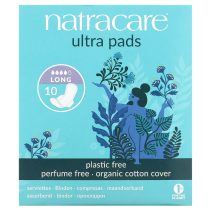 Hygiene pads. Organic Cotton Long Sleeve Ultra Thin Natracare Wing, 10 Pack